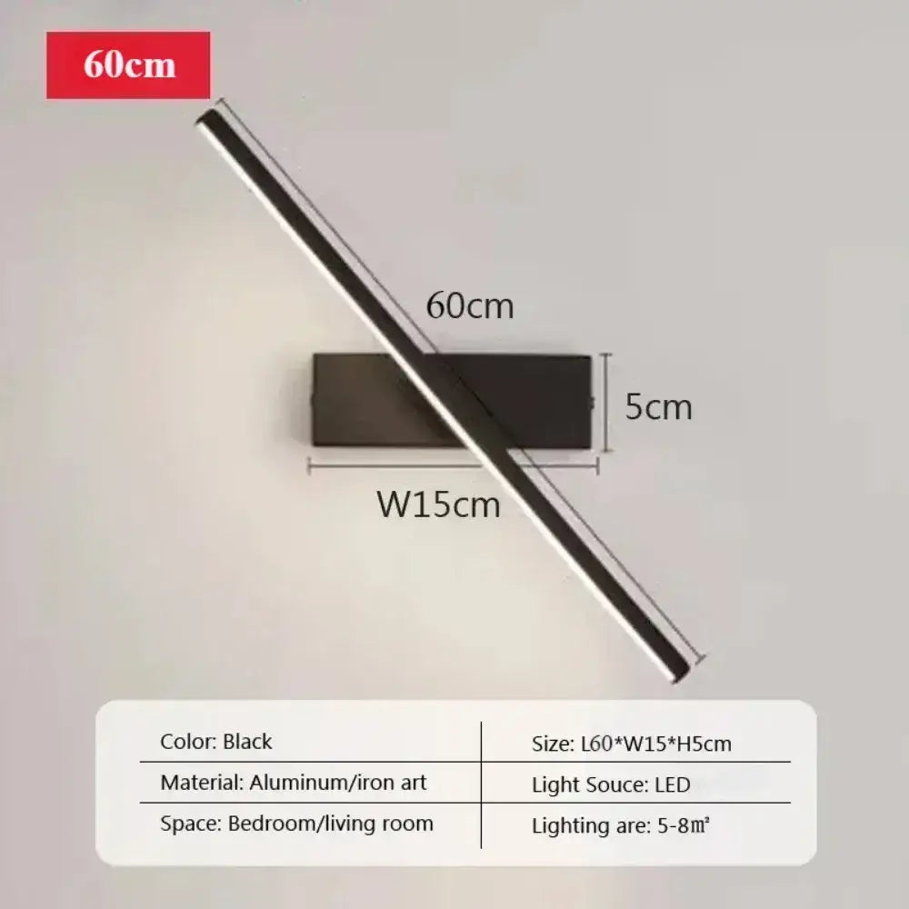 Modern black rotated led wall sconce bedroom light source