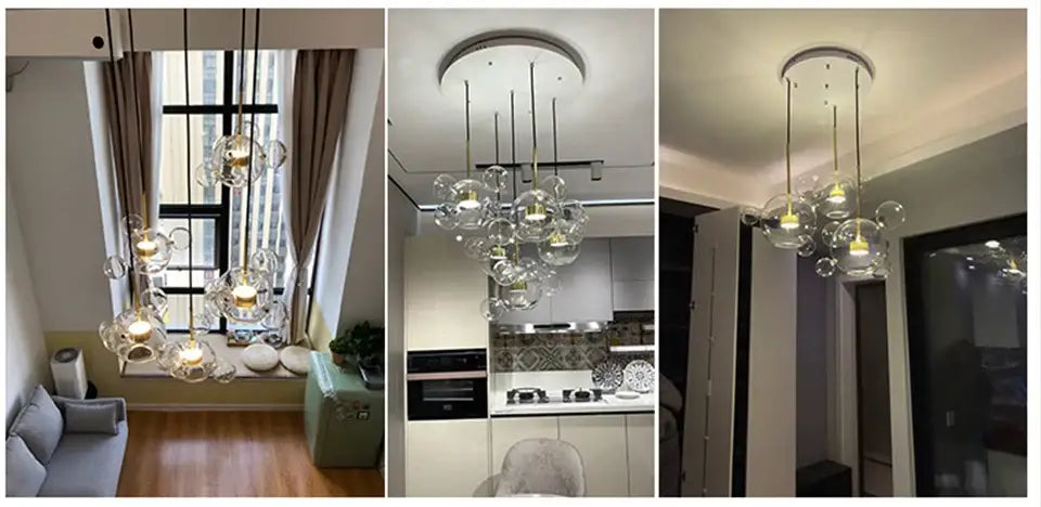 Modern minimalist bubble ball led chandelier dining room pendant light