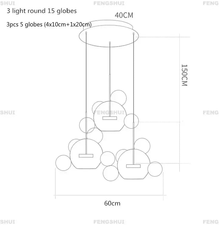 Nordic decor led bubble chandelier dining room pendant light