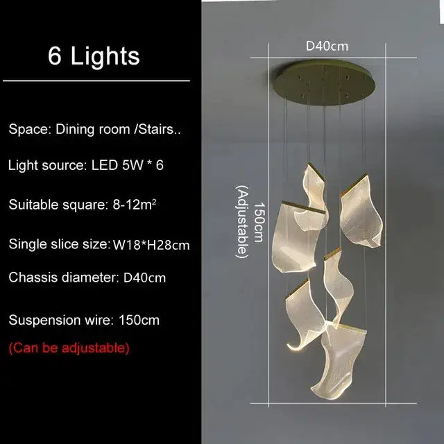 Modern gold sculptural led ceiling chandelier living room light