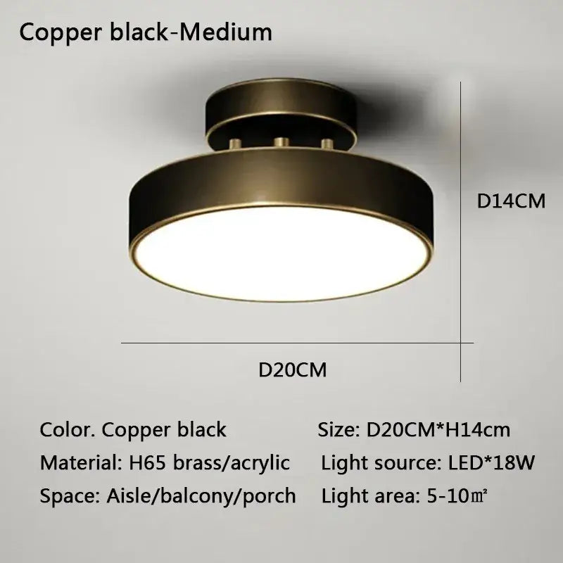 Modern gold circular led ceiling light for bedroom living room