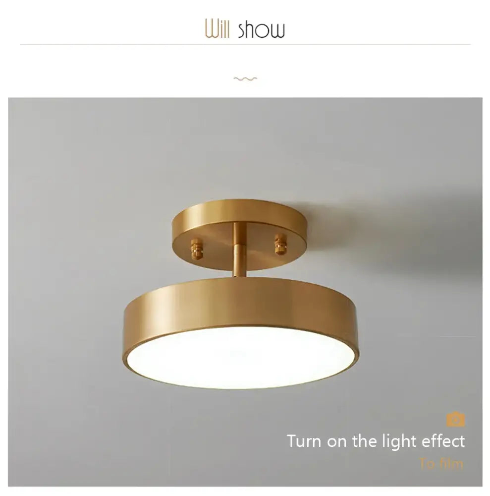 Modern gold circular led ceiling light for bedroom living room