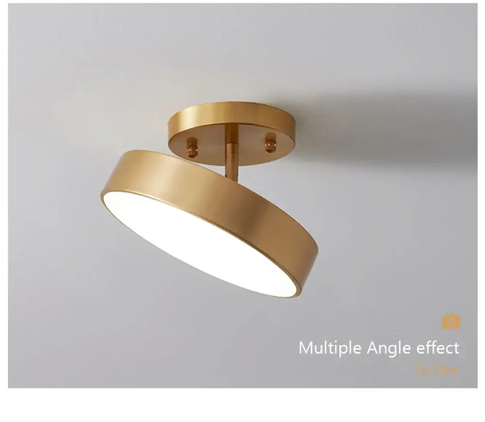 Modern gold circular led ceiling light for bedroom living room