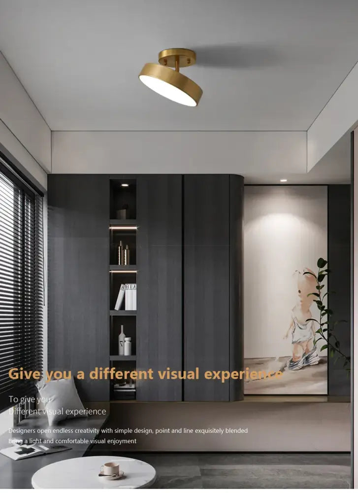 Modern gold circular led ceiling light for bedroom living room