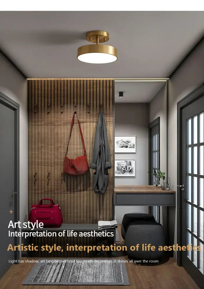 Modern gold circular led ceiling light for bedroom living room