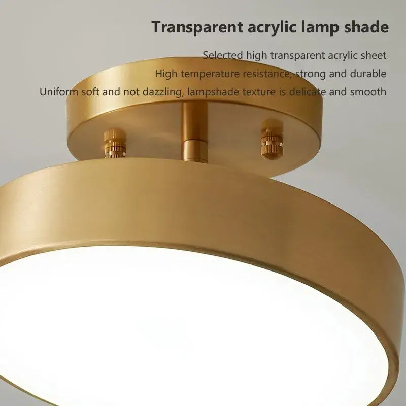Modern gold circular led ceiling light for bedroom living room