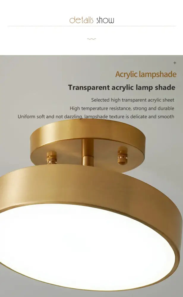 Modern gold circular led ceiling light for bedroom living room