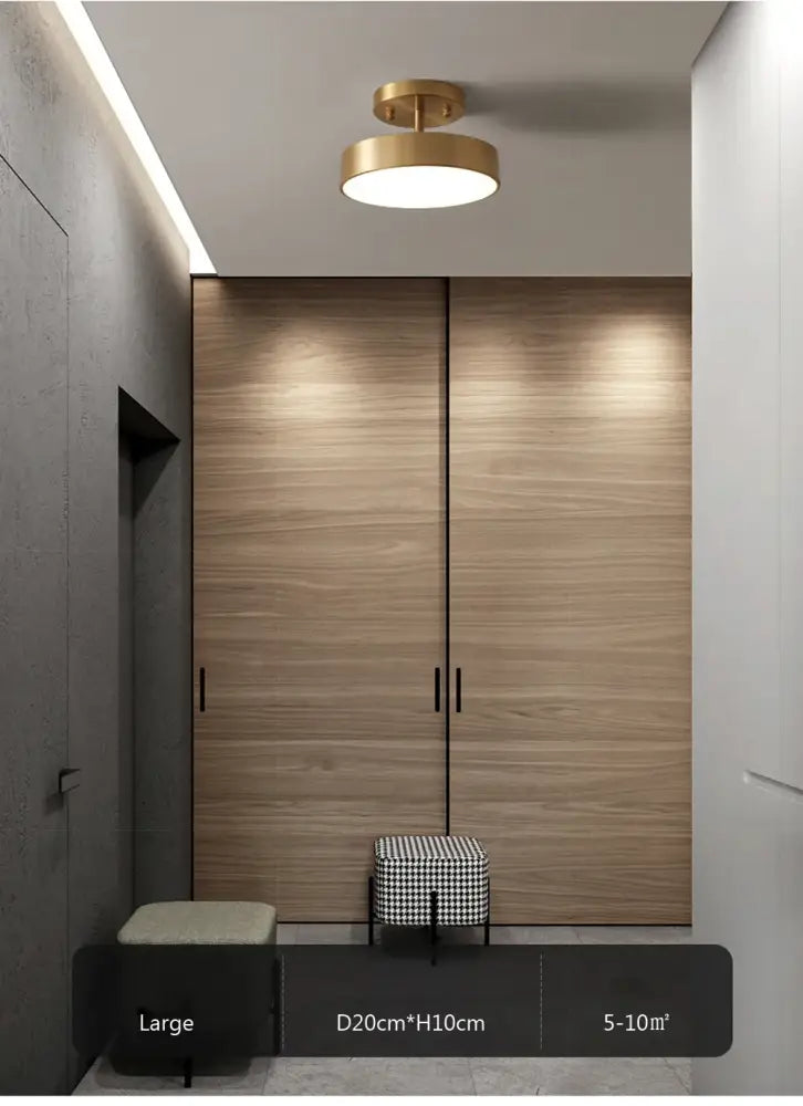Modern gold circular led ceiling light for bedroom living room