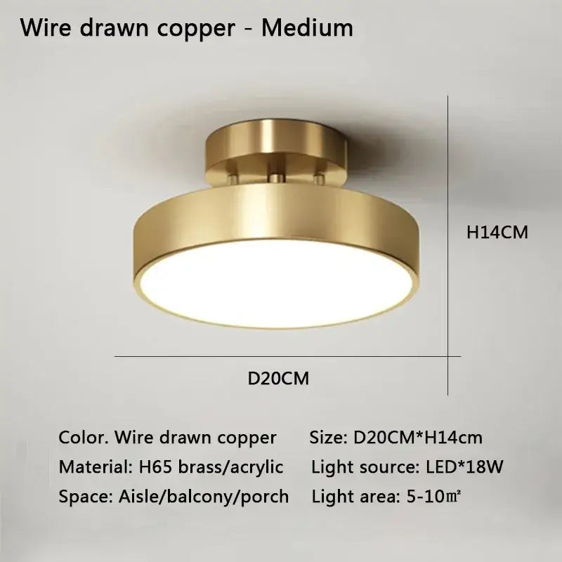 Modern gold circular led ceiling light for bedroom living room