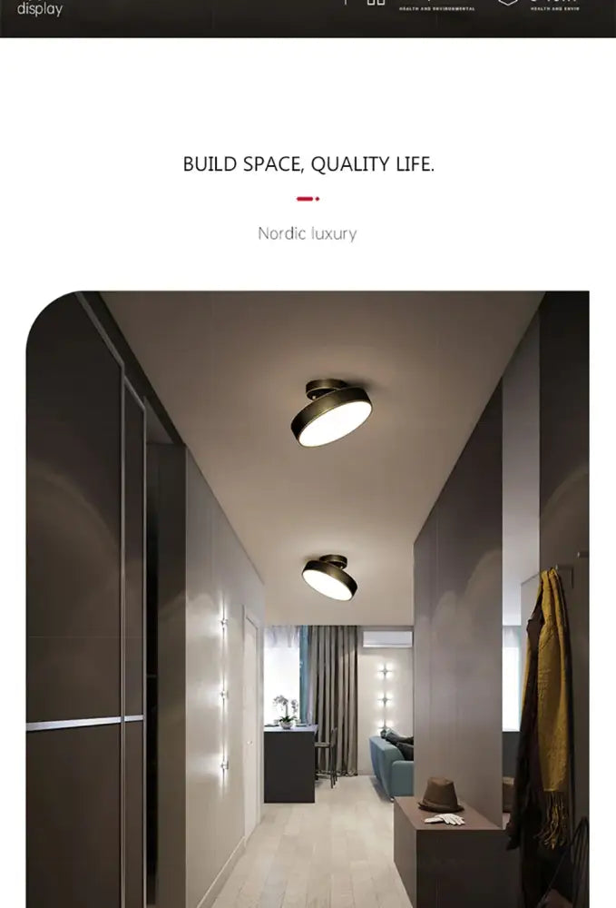Modern gold circular led ceiling light for bedroom living room