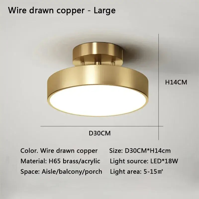 Modern gold circular led ceiling light for bedroom living room