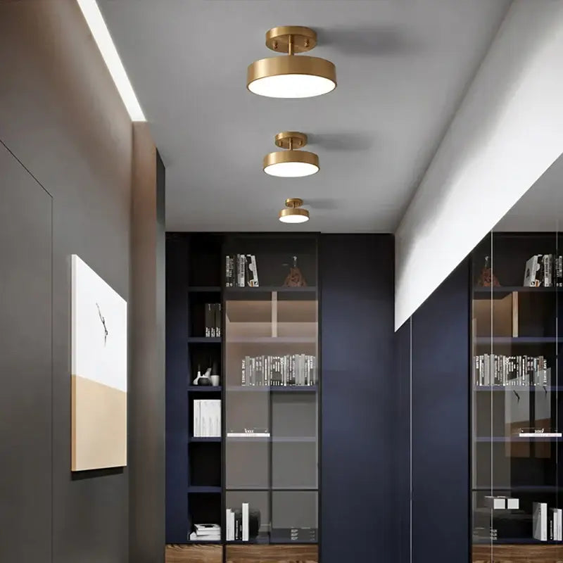 Modern gold circular led ceiling light for bedroom living room