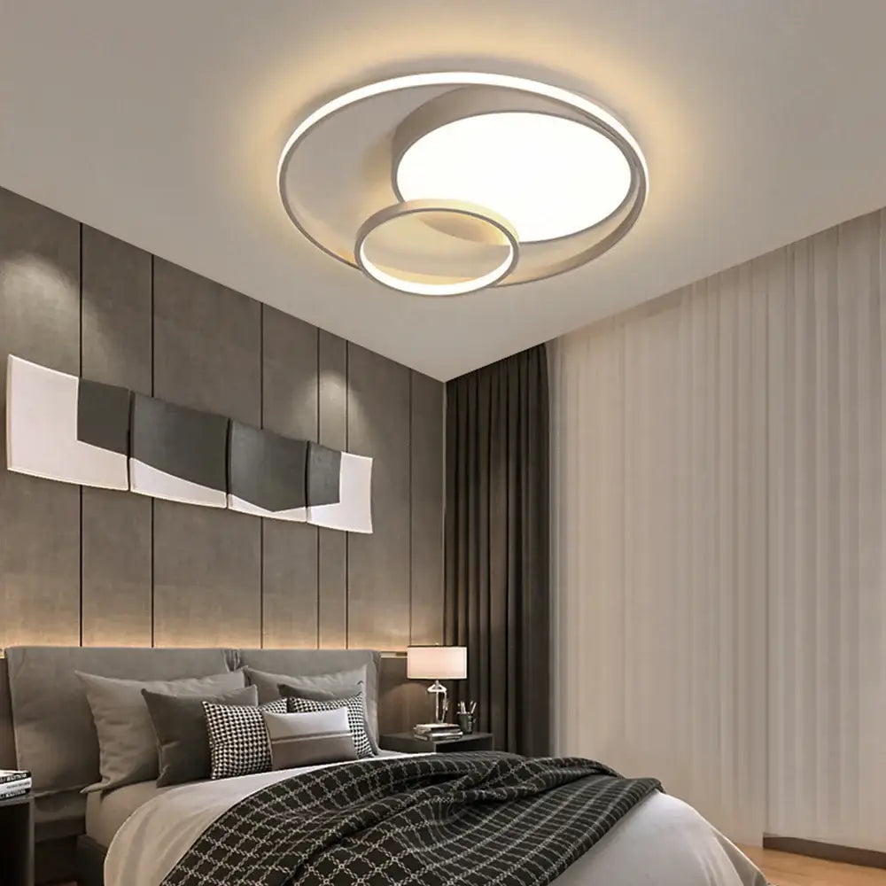 Modern circular dual ring ceiling light with high color rendering bedroom