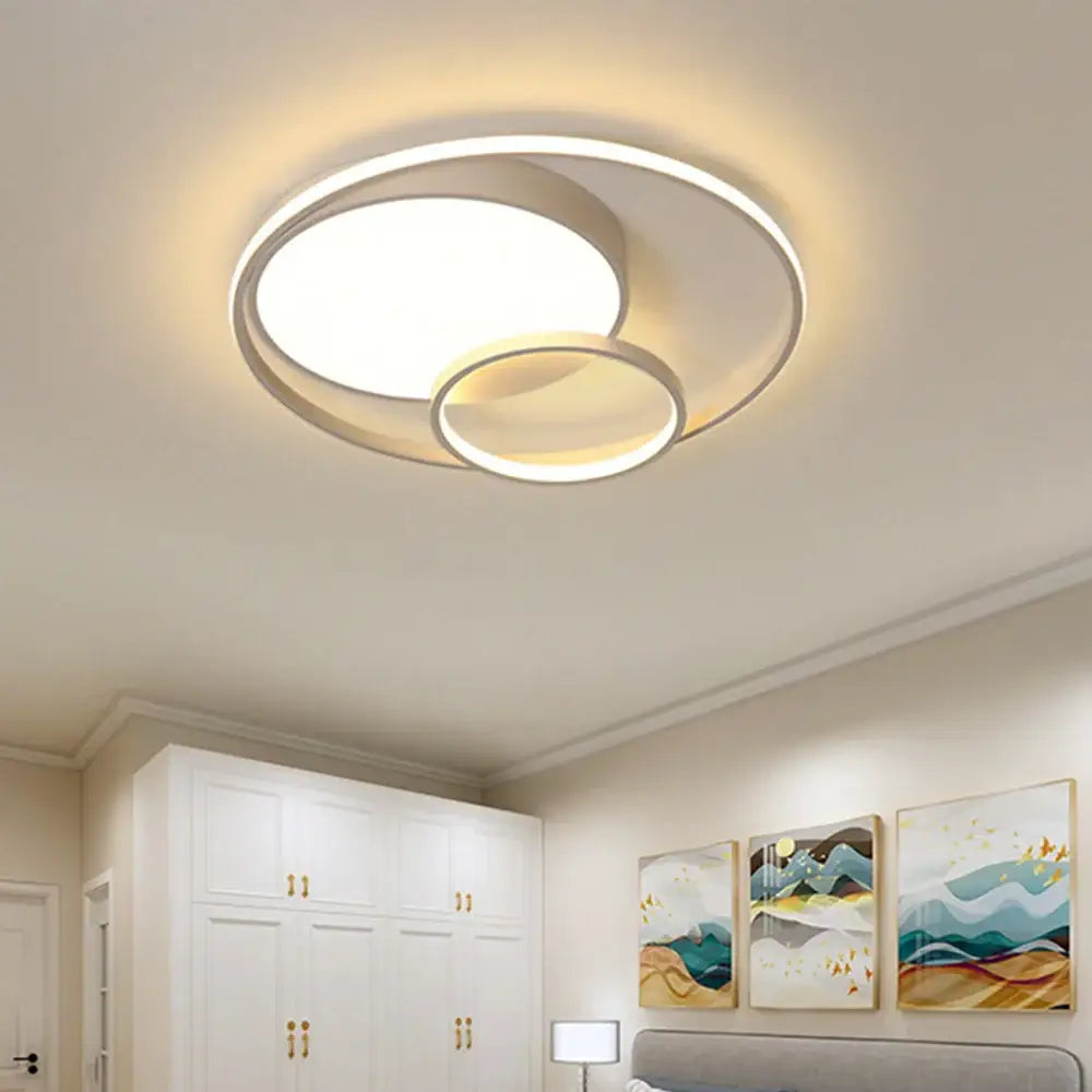 Modern circular dual ring ceiling light with high color rendering bedroom
