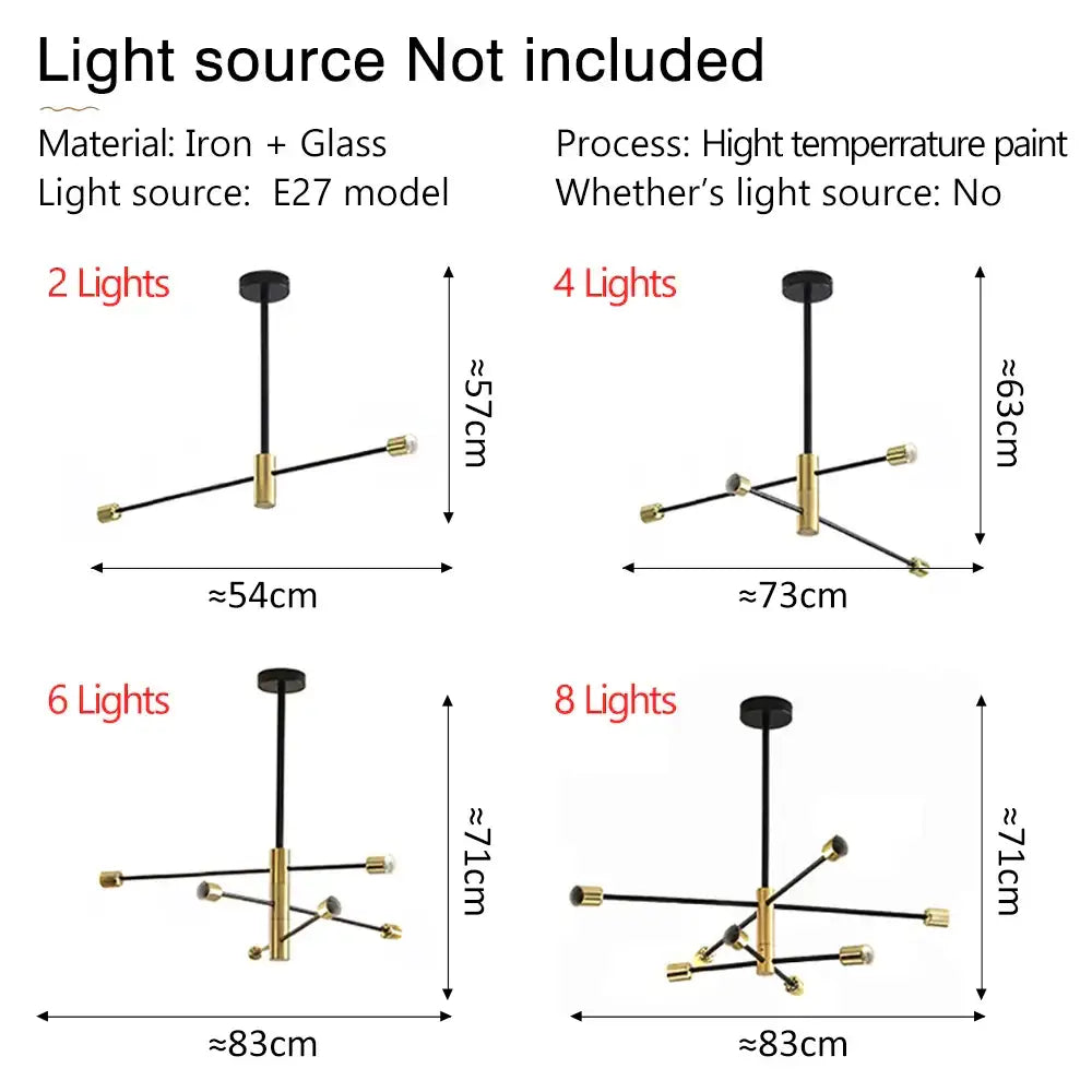 DecorBites™ LED Ceiling Lights Industrial Iron Black Golden Nordic Minimalist Décor