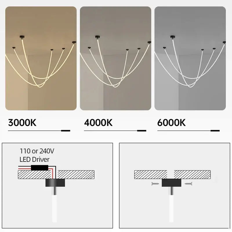 Modern minimalist brass decorbites led chandelier dining room pendant light