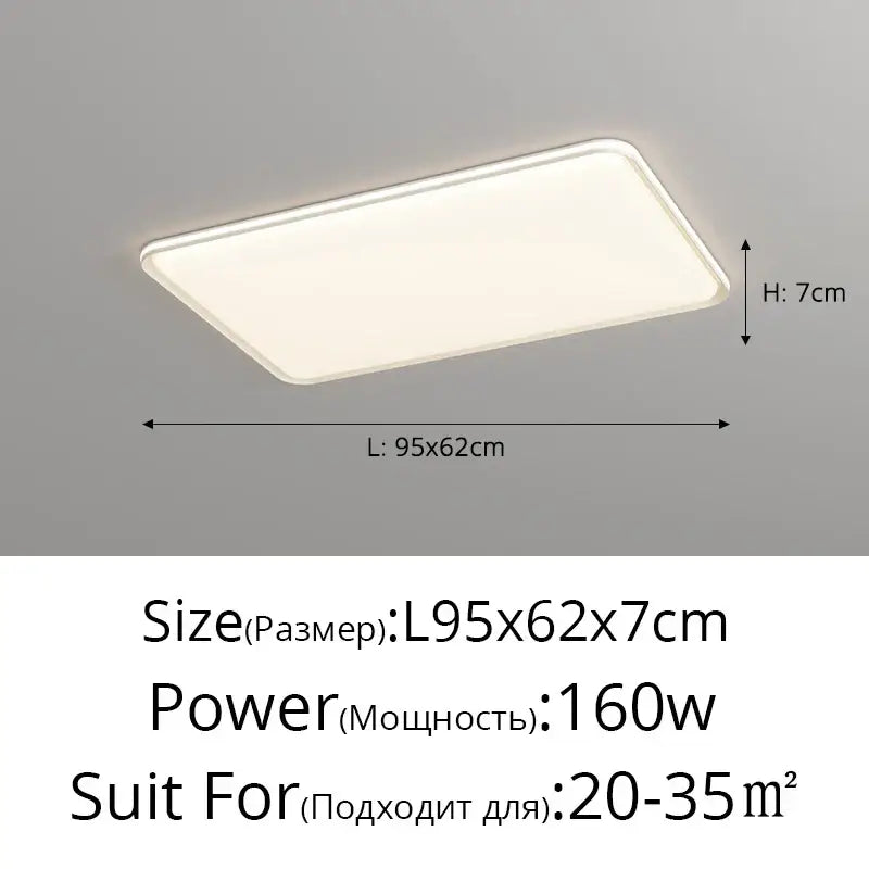Modern white rectangular led chandelier for living room soft light