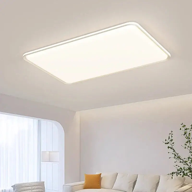 Modern white rectangular led chandelier for living room soft light