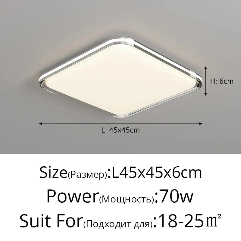 Modern white rectangular led chandelier for living room soft light