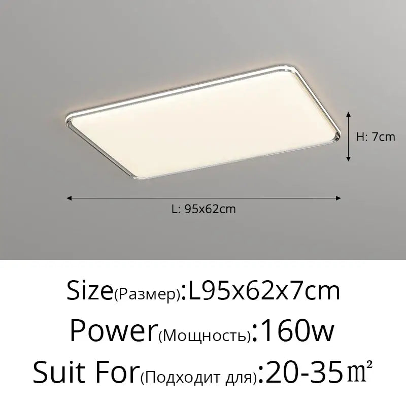 Modern white rectangular led chandelier for living room soft light