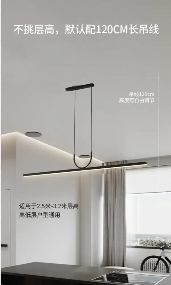 Nordic minimalist black metal led chandelier dining room pendant light