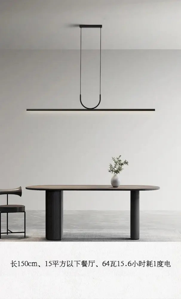 Nordic minimalist black metal led chandelier dining room pendant light