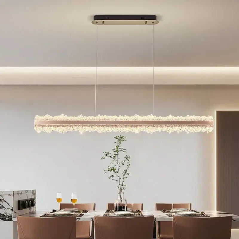 Modern rectangular copper decorbites led chandelier living room light
