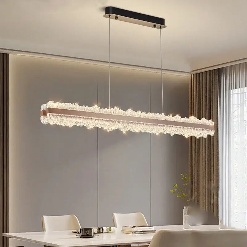Modern rectangular copper decorbites led chandelier living room light