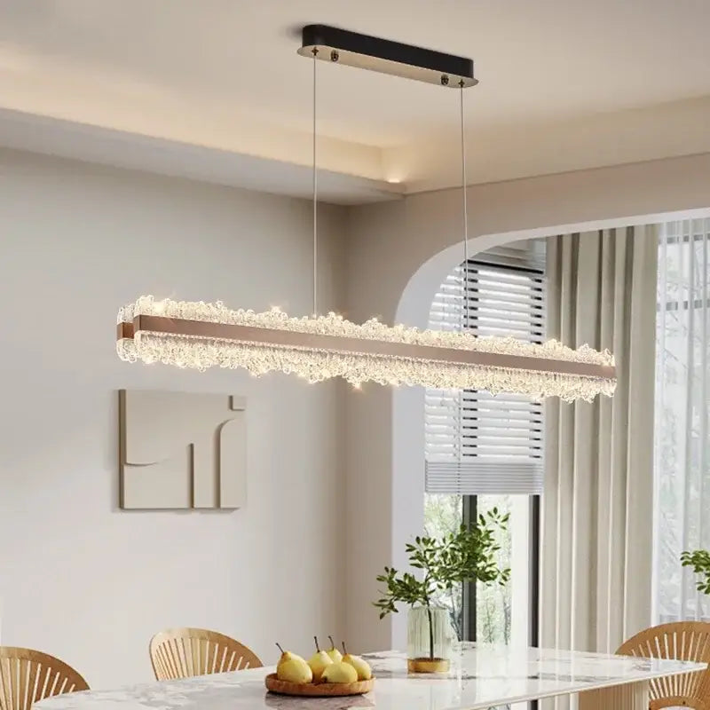 Modern rectangular copper decorbites led chandelier living room light