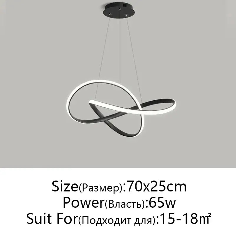 Modern black & white infinity led chandelier light dining room pendant
