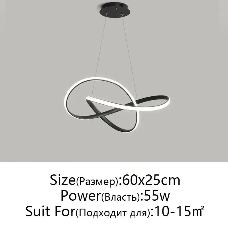 Modern black & white infinity led chandelier light dining room pendant