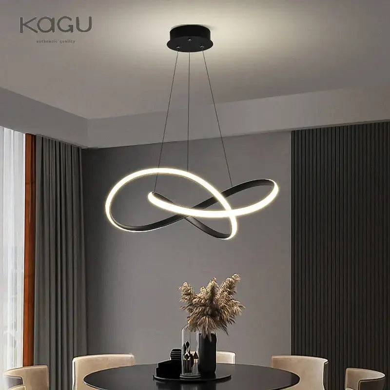 Modern black & white infinity led chandelier light dining room pendant