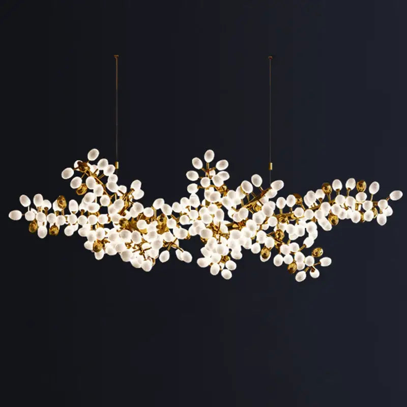 Gold blossom frosted glass led chandelier lighting dining room