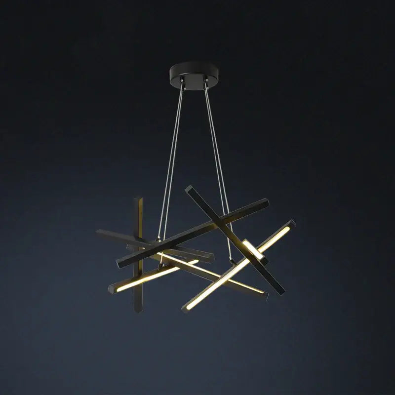 Modern gold rectangular led chandelier lighting – living room
