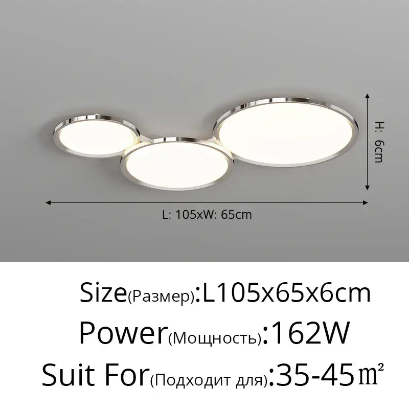 Modern chrome three circle led chandelier living room light