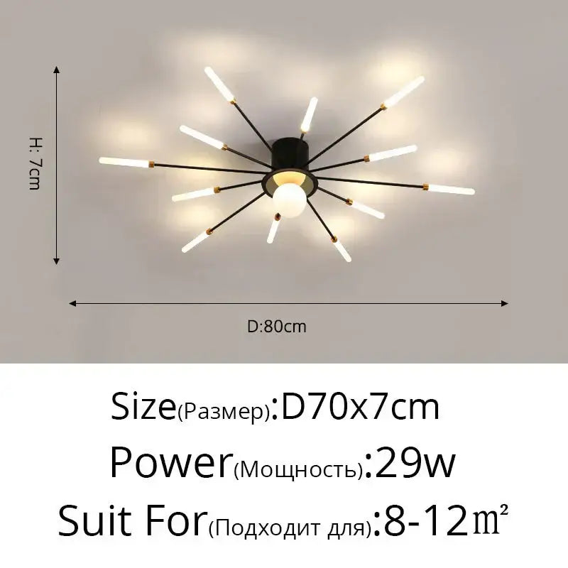 Modern gold starburst led chandelier lights for living room