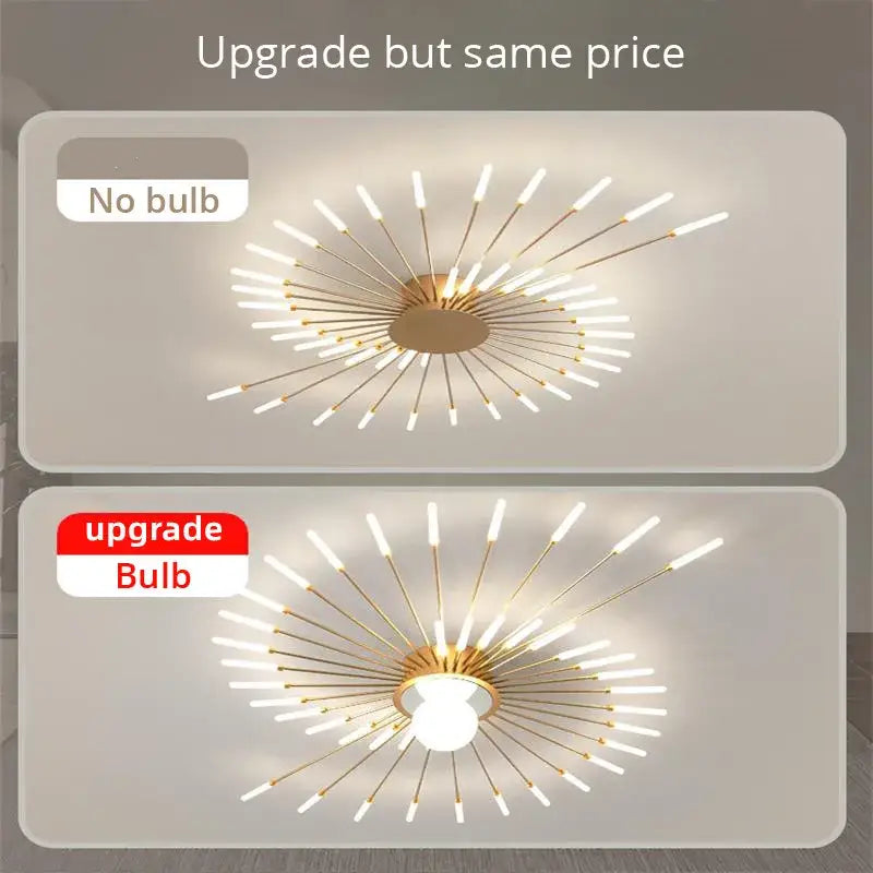 Modern gold starburst led chandelier lights for living room