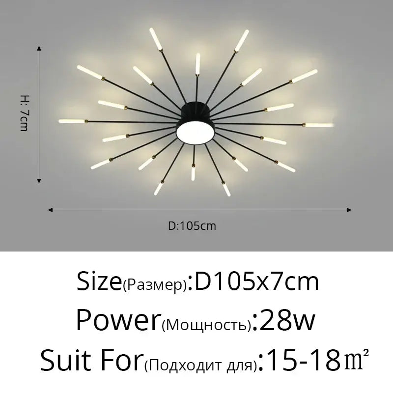 Modern gold starburst led chandelier lights for living room