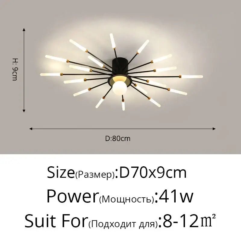 Modern gold starburst led chandelier lights for living room