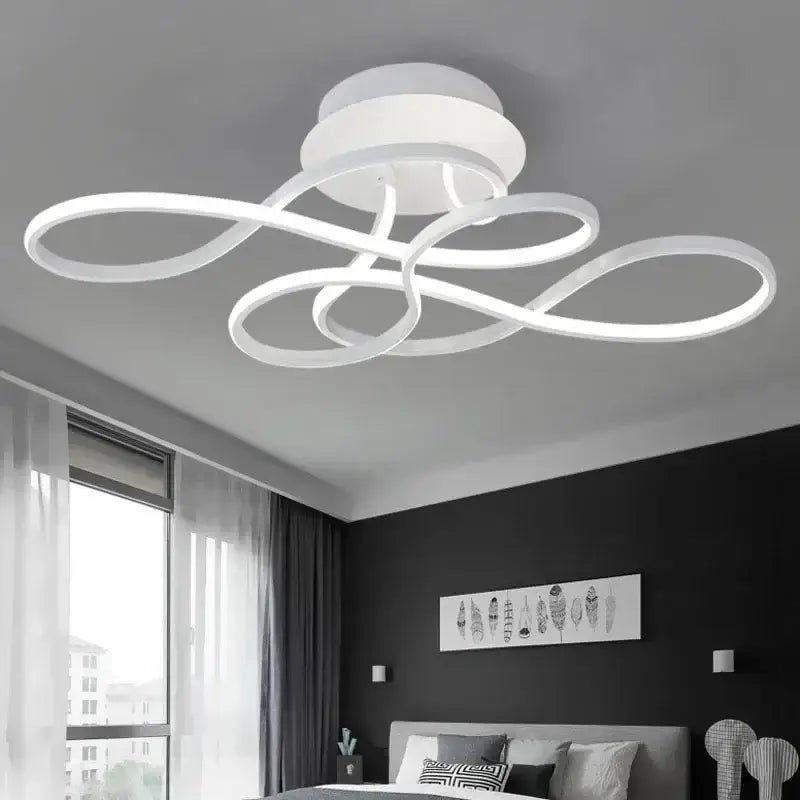 Modern black & white infinity loop led ceiling lamp for living room