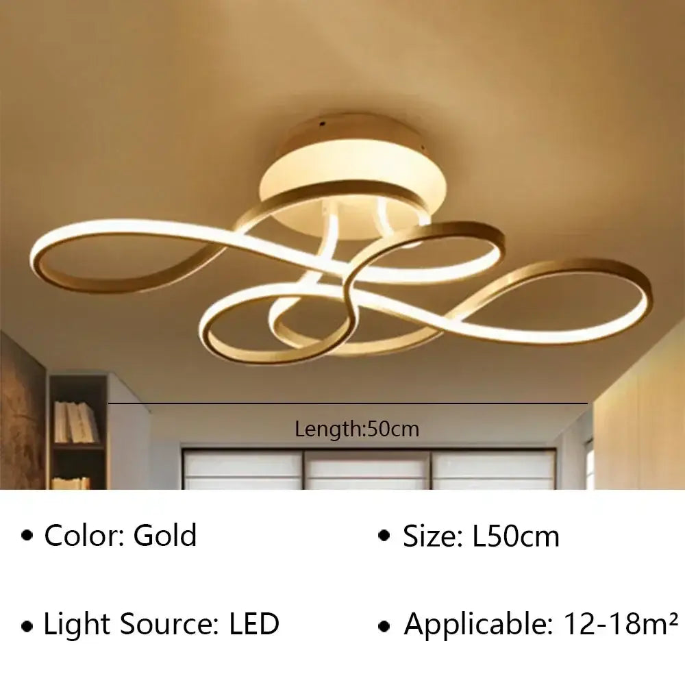 Modern black & white infinity loop led ceiling lamp for living room