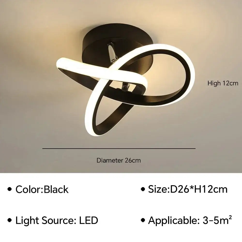 Modern black & white infinity loop led ceiling lamp for living room