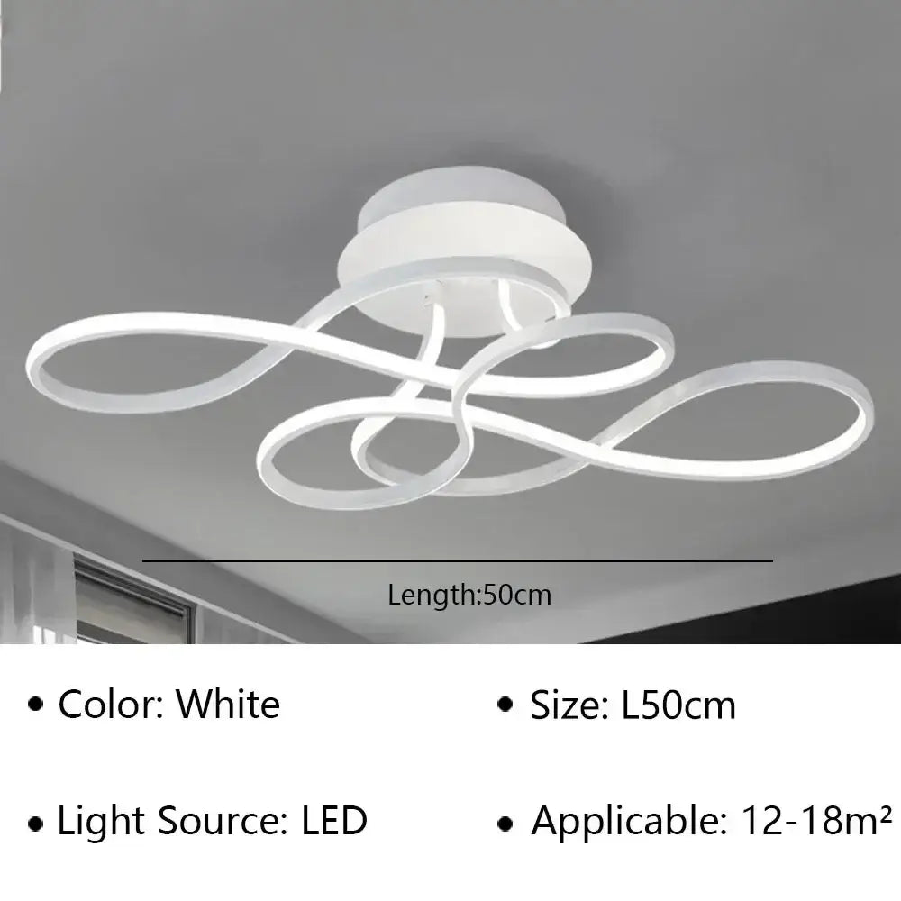 Modern black & white infinity loop led ceiling lamp for living room