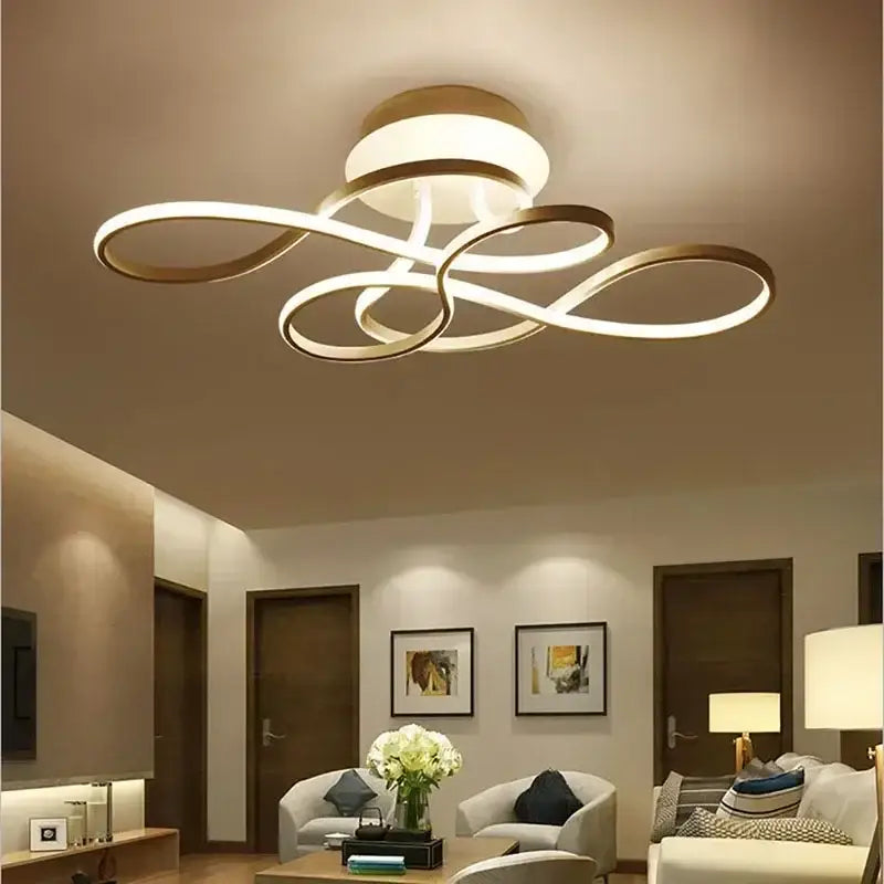 Modern black & white infinity loop led ceiling lamp for living room
