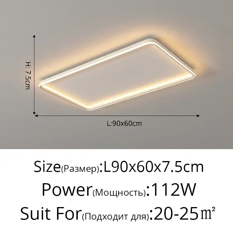 Modern minimalist white rectangular decorbites led chandelier bedroom