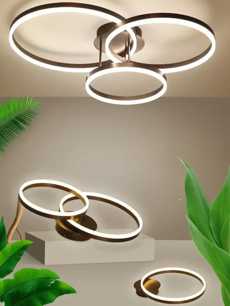 Modern black decorbites led chandelier bedroom circular ring light