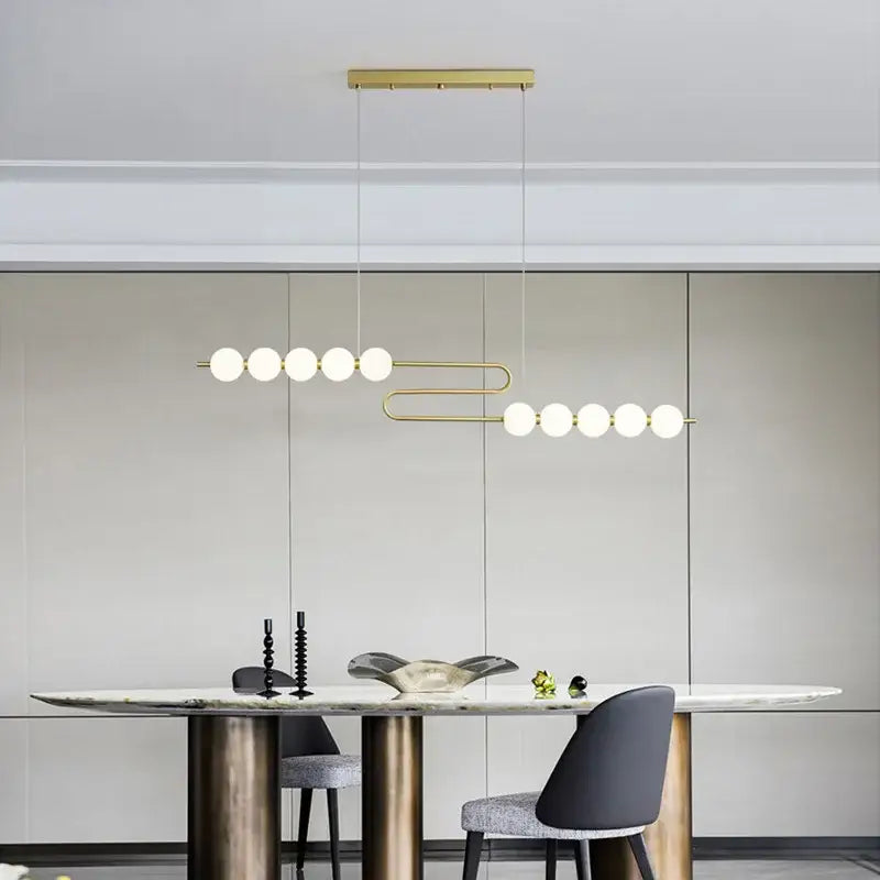 Modern gold led chandelier necklace lighting for dining room