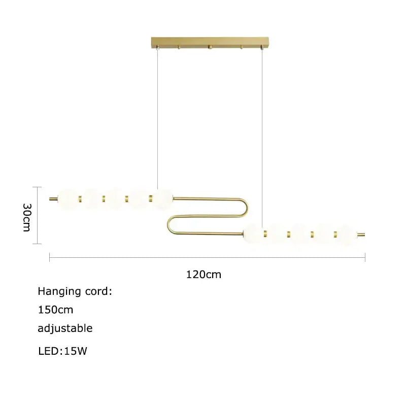 Modern gold led chandelier necklace lighting for dining room