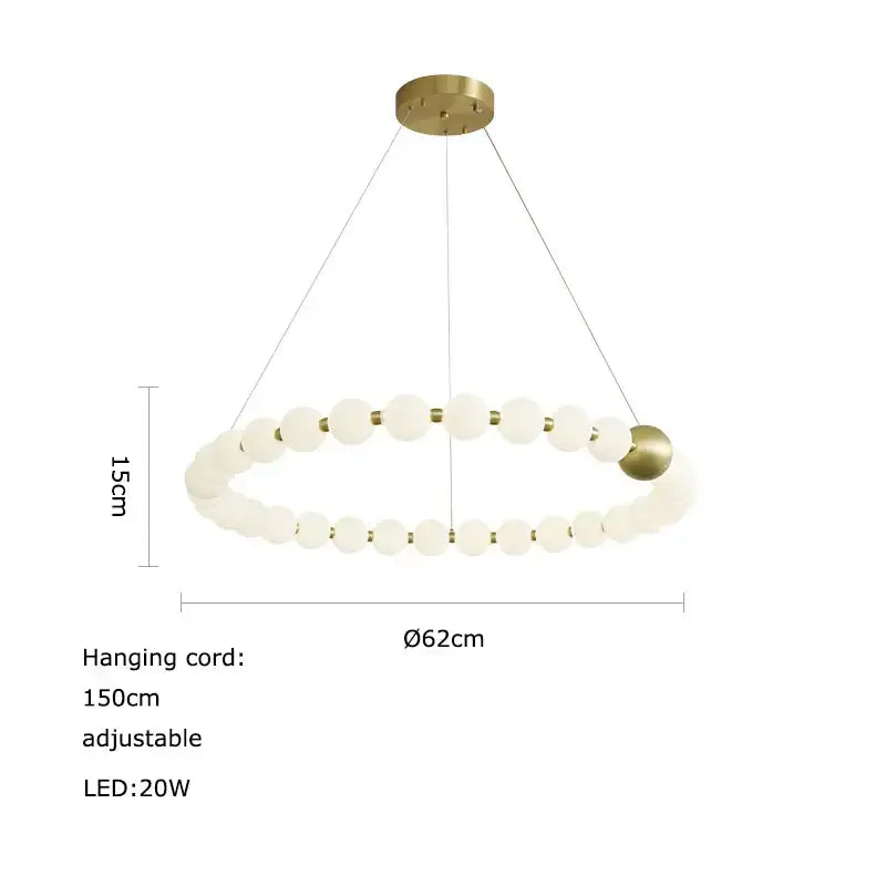 Modern gold led chandelier necklace lighting for dining room