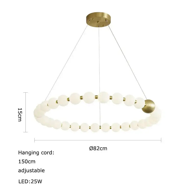Modern gold led chandelier necklace lighting for dining room